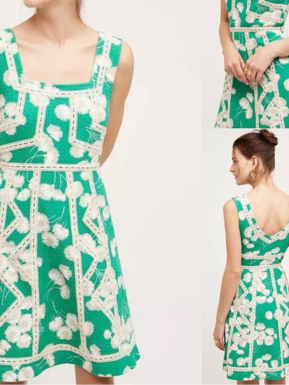 Maeve Anthropologie Green Emma Dandelion Print Dress